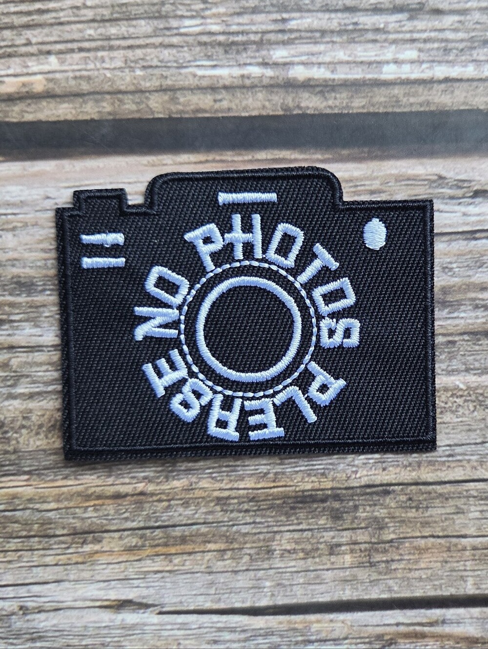 No Photos Please Black Camera No Photography Iron on Patch